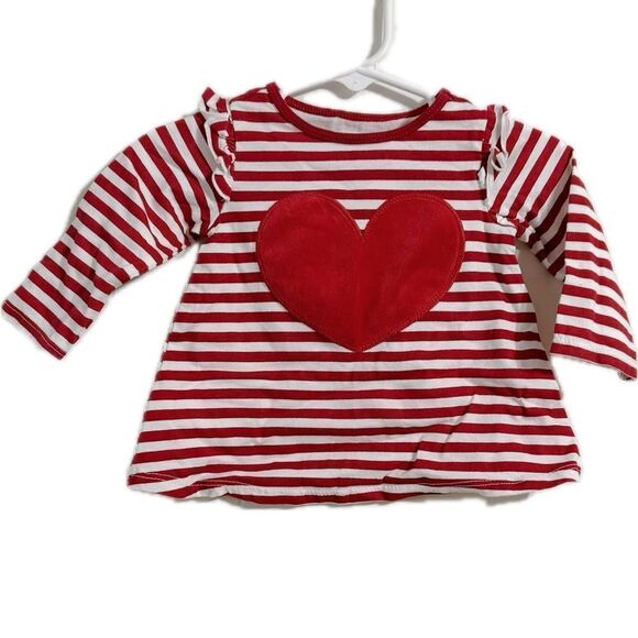 First Impressions Red and White Heart Long Sleeve Tee - Picture 1 of 4